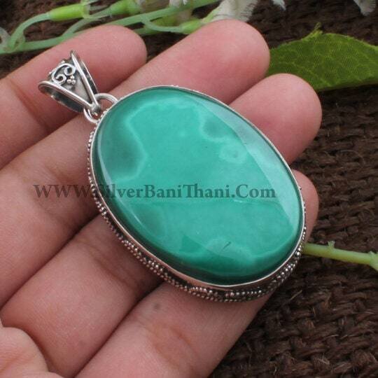 Malachite Pendant-Oval Cabochon Pendant 925 Sterling Solid Silver Pendant-Top Rare Pendant-Malachite Pendant-Long Oval Bride Pendant2022Etsy