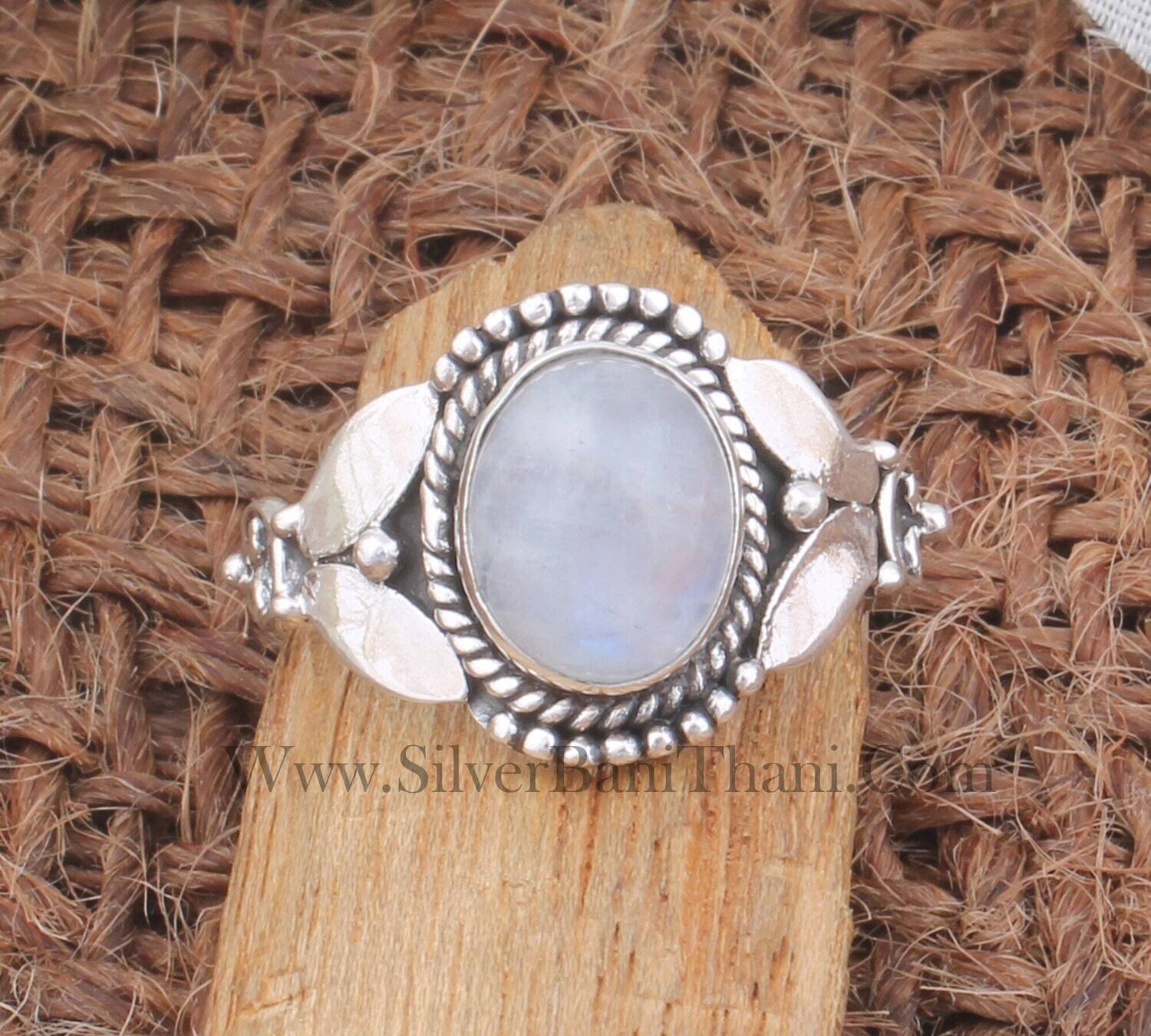 Rainbow Moonstone Blue Flashy Gemstone Silver Ring | 925 Sterling Solid Boho Silver Ring | Handmade Silver Jewelry | June Birthstone Ring