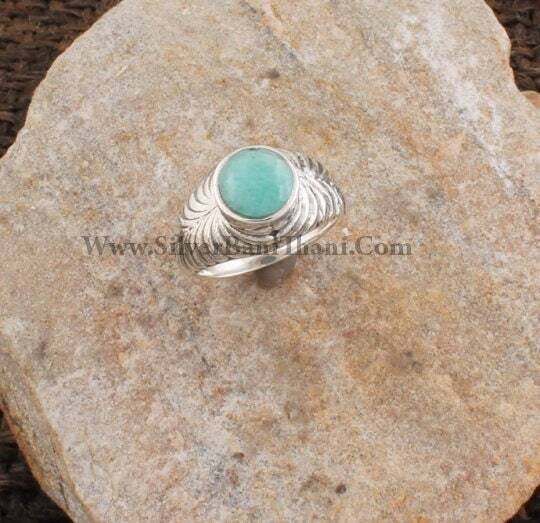 Amazonite Ring-Green Stone Cabochon Ring-Statement Ring-Designer Ring-Semi Precious Green Stone Ring-Wedding Ring-Anxiety Ring-Christmas-