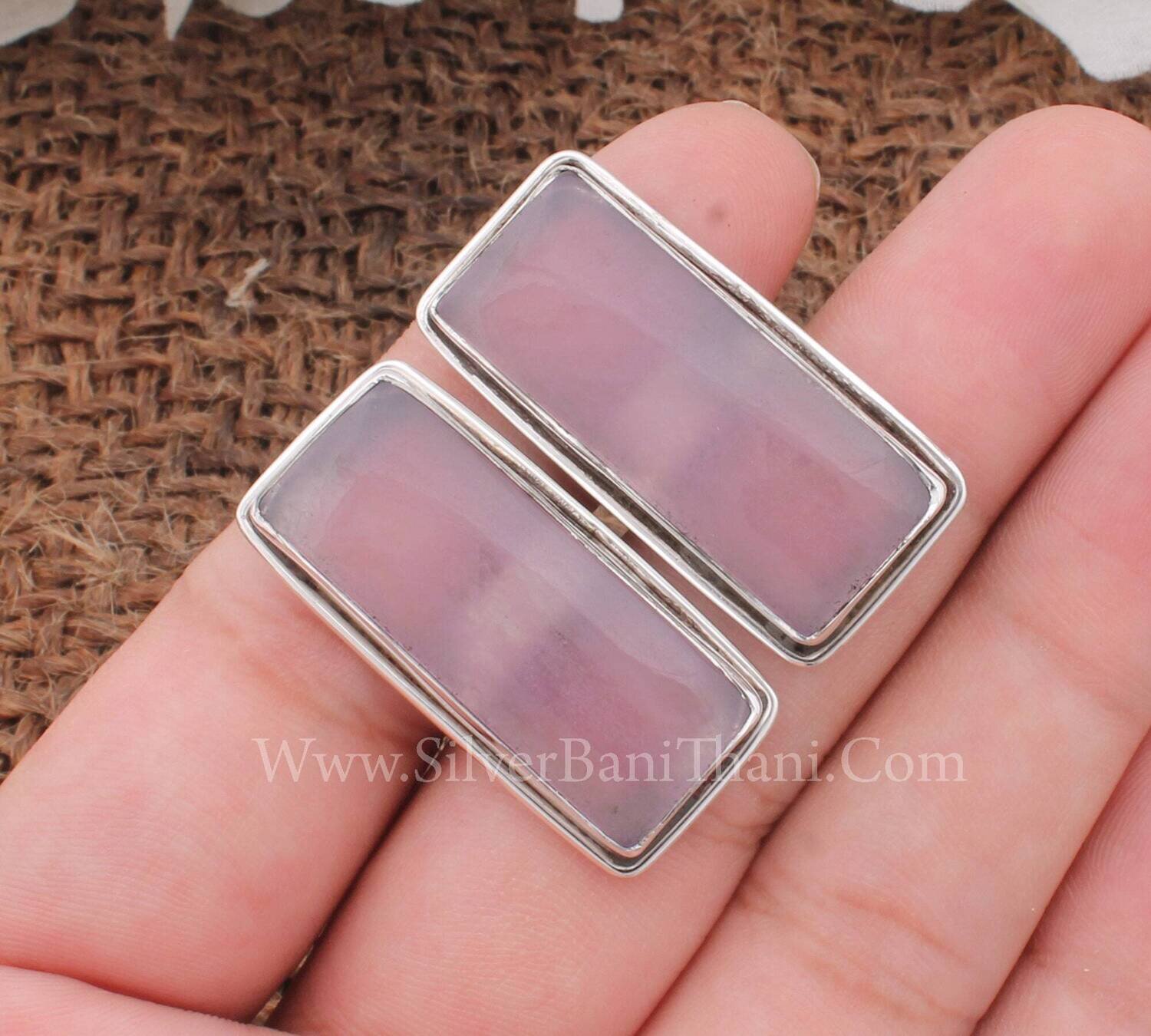 Lavender Jade Men's Cufflinks Jewelry Solid 925 Sterling Silver Cufflink For Men's Handmade Bar Gemstone Silver Jewelry Birthday Ring Gift