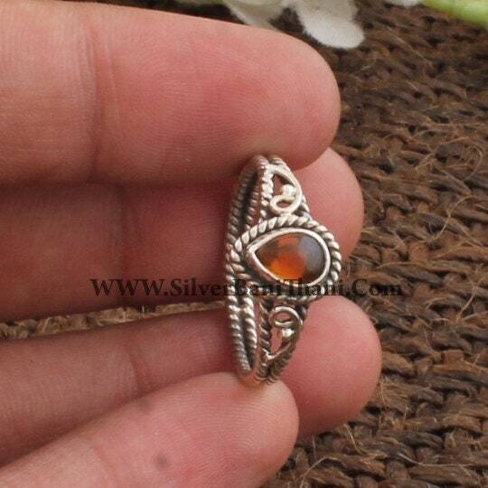 Citrine Ring, Solid Silver Ring, Pear Shape Cabochon Stone Ring, Semi Precious Gemstone Ring, Boho Ring, Birthday Gift Ring, Etsy Cyber2022