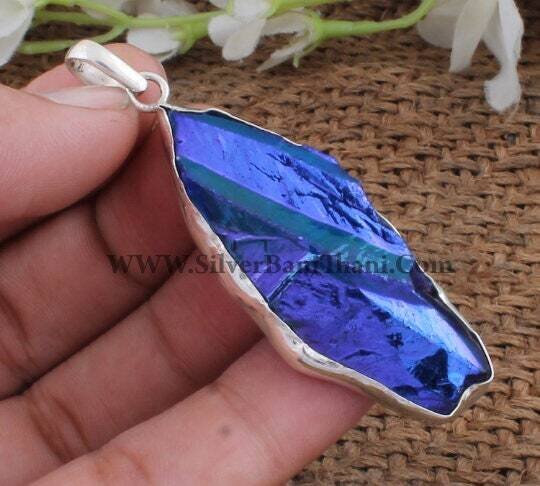 Druzy Pendant-Long Pendant-925 Sterling Solid Silver Pendant-Druzy Gemstone Pendant-Sparkle Color Stone Pendant-Wedding Pendant Gift For Sis