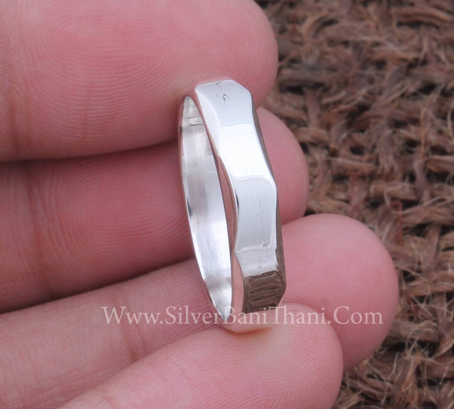 Silver Solid Band Ring Solid 925 Sterling Silver Handmade Hammered Women Wedding Jewelry Silver Designer Carved Band Ring For Women Silver