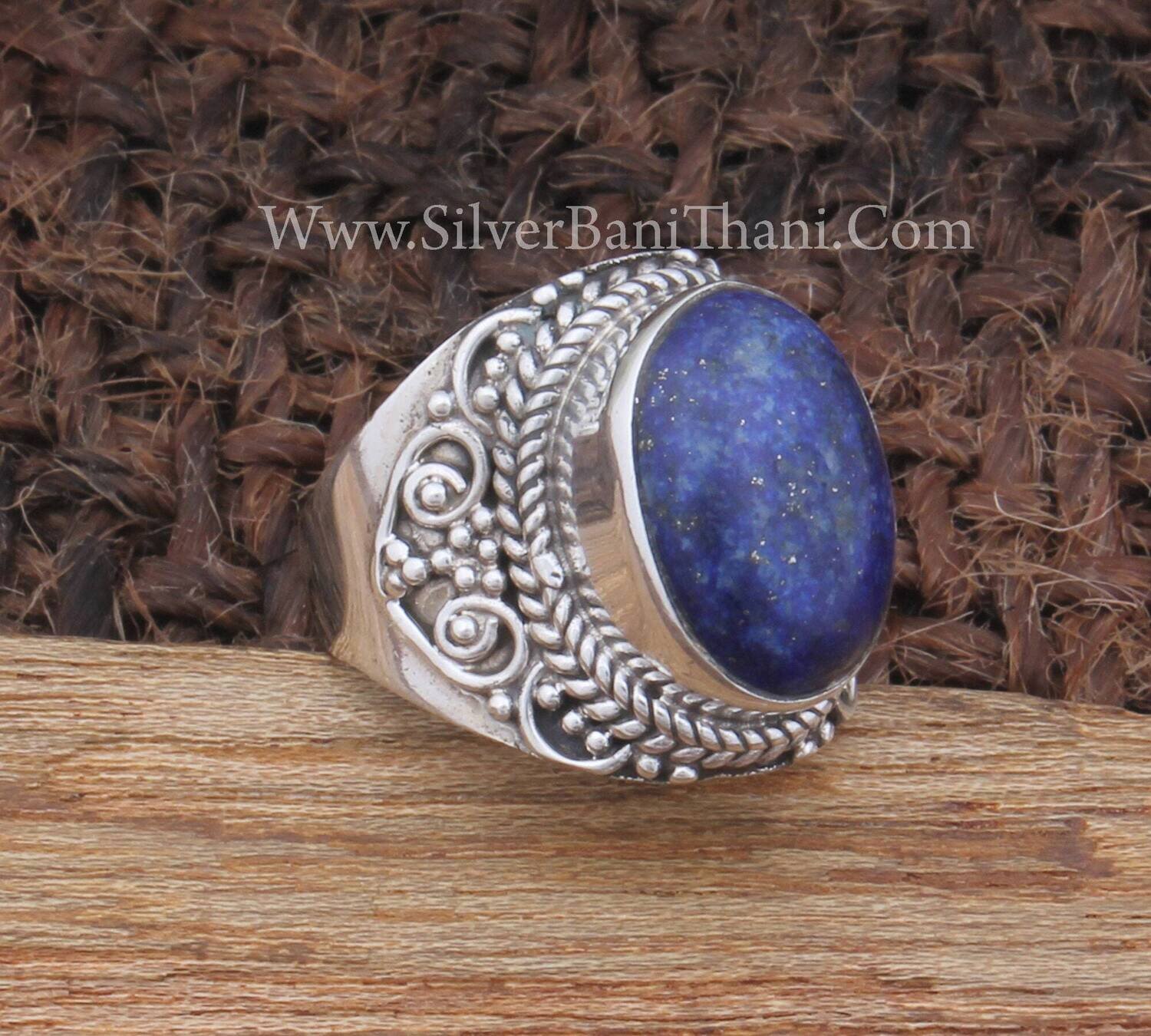 Natural Lapis Lazuli Ring Blue Gemstone Ring 925 Sterling Silver Ring Boho Statement Ring Bohemian Ring Everyday Ring Ring For Birthday