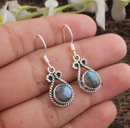 Labradorite Earring-Oval Stone Earring-Handmade Design Silver Earring-925 Sterling Silver Earring-Semi Precious Gemstone Earring-Silveretsy