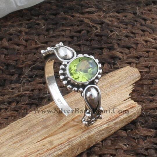 Peridot Gemstone Ring-Handmade Design Cut Stone Silver Ring-Designer Ring-925 Sterling Solid Silver Ring-Boho Ring-Labour Day Gift Ring2022