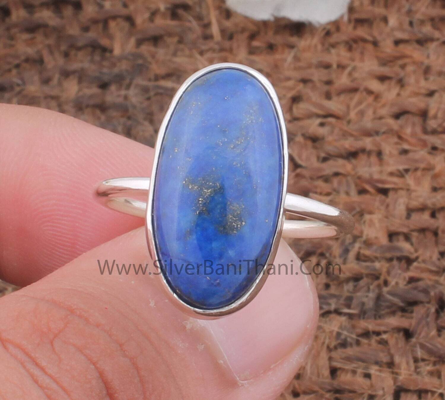 Lapis Lazuli Oval Gemstone Silver Ring | 925 Sterling Silver Ring | Handmade Bridal Jewelry | Everyday Jewelry | Women Wedding Jewelry Gift