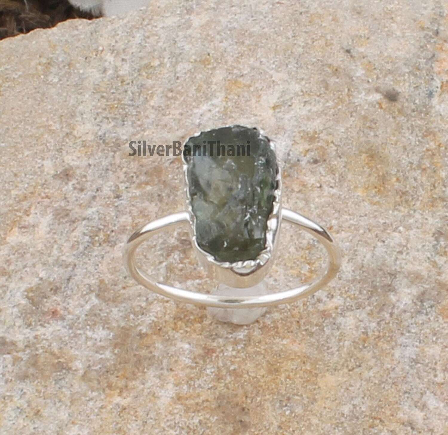 Raw Peridot Gemstone Ring | 925 Sterling Solid Silver Ring | Handmade Rough Stone Ring | Women Wedding Jewelry | August Birthstone.
