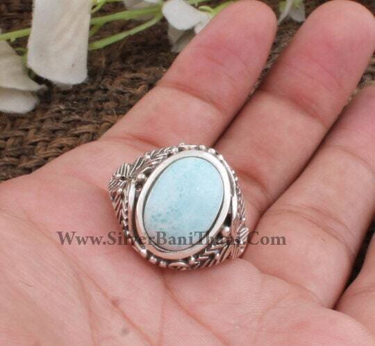 Larimer Gemstone Ring-Statement Ring-Beautiful Jewelry-Top Rare Gemstone Ring-Celebration Gift Item-Three Leaf Design Silver Ring