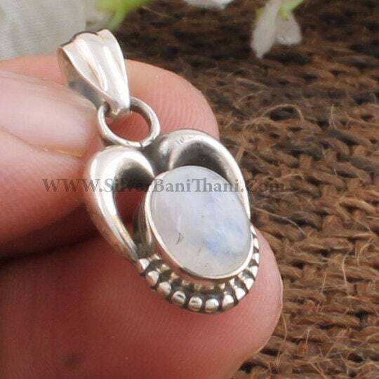 Rainbow Moonstone Necklace Pendant | 925 Sterling Silver Oval Gemstone Pendant | Designer Handmade Pendant | Valentine's Day Gift