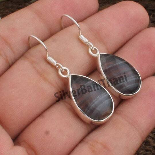 Fluorite Stone Silver Earring, Gemstone Jewelry, Gemstone Earring, 925 Sterling Silver Earring, Jewelry-Healing Stone, Dangle Earring, Etsy