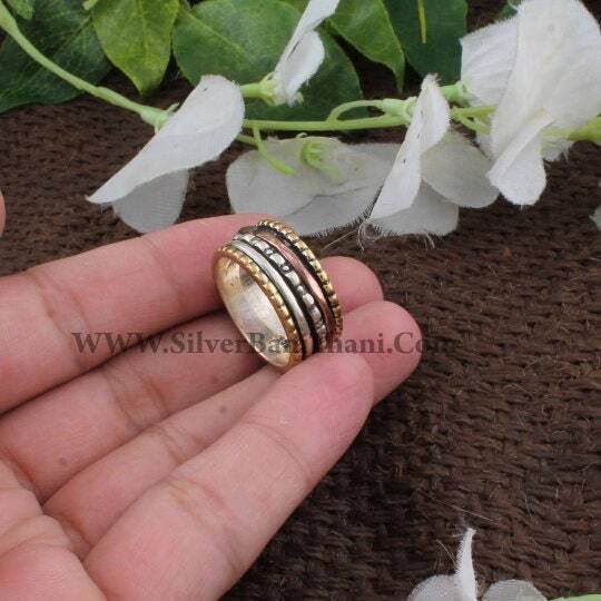 banithaniSpinner Ring-Meditation Band Ring-Thumb Spinner Ring- 925 Sterling Solid Silver Band Spinner Ring,Wedding Gift Item Spinner Ring