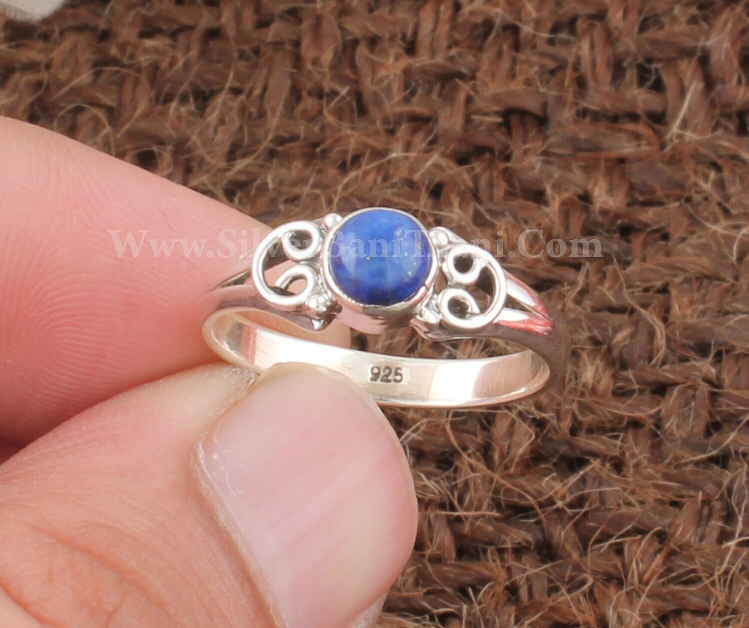 Lapis Lazuli Round Shape Silver Ring | 925 Sterling Silver Ring | Handmade Bridal Jewelry | Present For Her |Women Wedding Jewelry Gift Idea