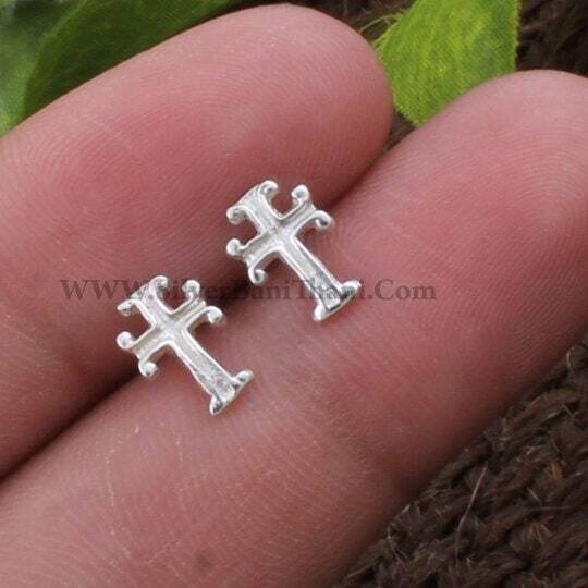 Cross Studs*Solid Silver Earring*925 Sterling Silver Earring*Studs Earring*Push Back Earring*Gift Item Earring*Wedding Gift Cross Earring