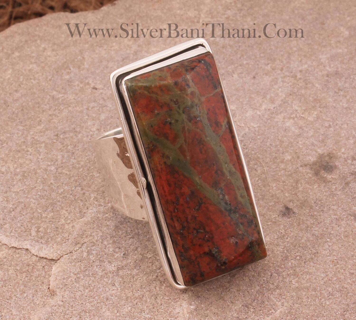Beautiful Unakite Stone Ring 925 Sterling Silver Ring Handmade Ring Hammered Band Ring Stone Ring Birthday Jewelry Women Silver Jewelry Gift For Girls