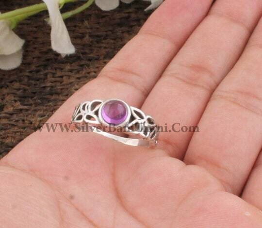 Amethyst Ring-925 Sterling Solid Silver Ring-Top Rare Gemstone Ring-Purple Semi Precious Opaque Ring-Handcrafted-Wedding-Anxiety-Christmas