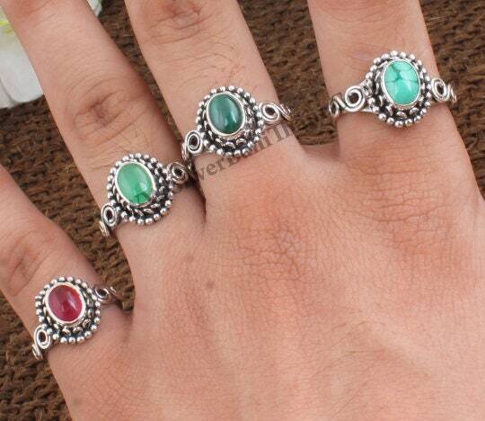 Designer Multi Gemstone Silver Rings | 925 Sterling Silver Oval Shape Stone Ring | Handmade Jewelry | Women Wedding Jewelry | Gift For Her