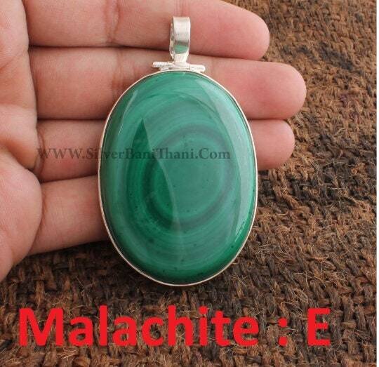 Green Malachite Necklace,Oval Necklace with Silver Chain. Cabochon Necklace, Gift For Her Necklace, Malachite Stone Necklace,Solid Silver