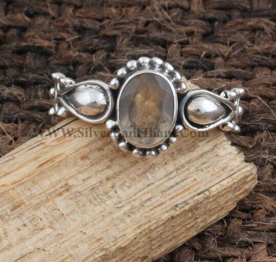 Smoky Ring - Designer Silver Ring - Semi Precious Cut Stone Ring - Anniversary Ring - Personalized Gift - Labour Day Gift Item - Etsy Cyber