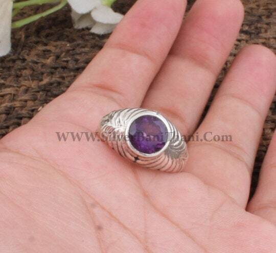 Amethyst Ring-Semi Precious Cut Stone Ring-925 Sterling Silver Ring- Rare Gemstone Ring-Opaque Ring-Silver Jewelry-Solid Ring-Rustic