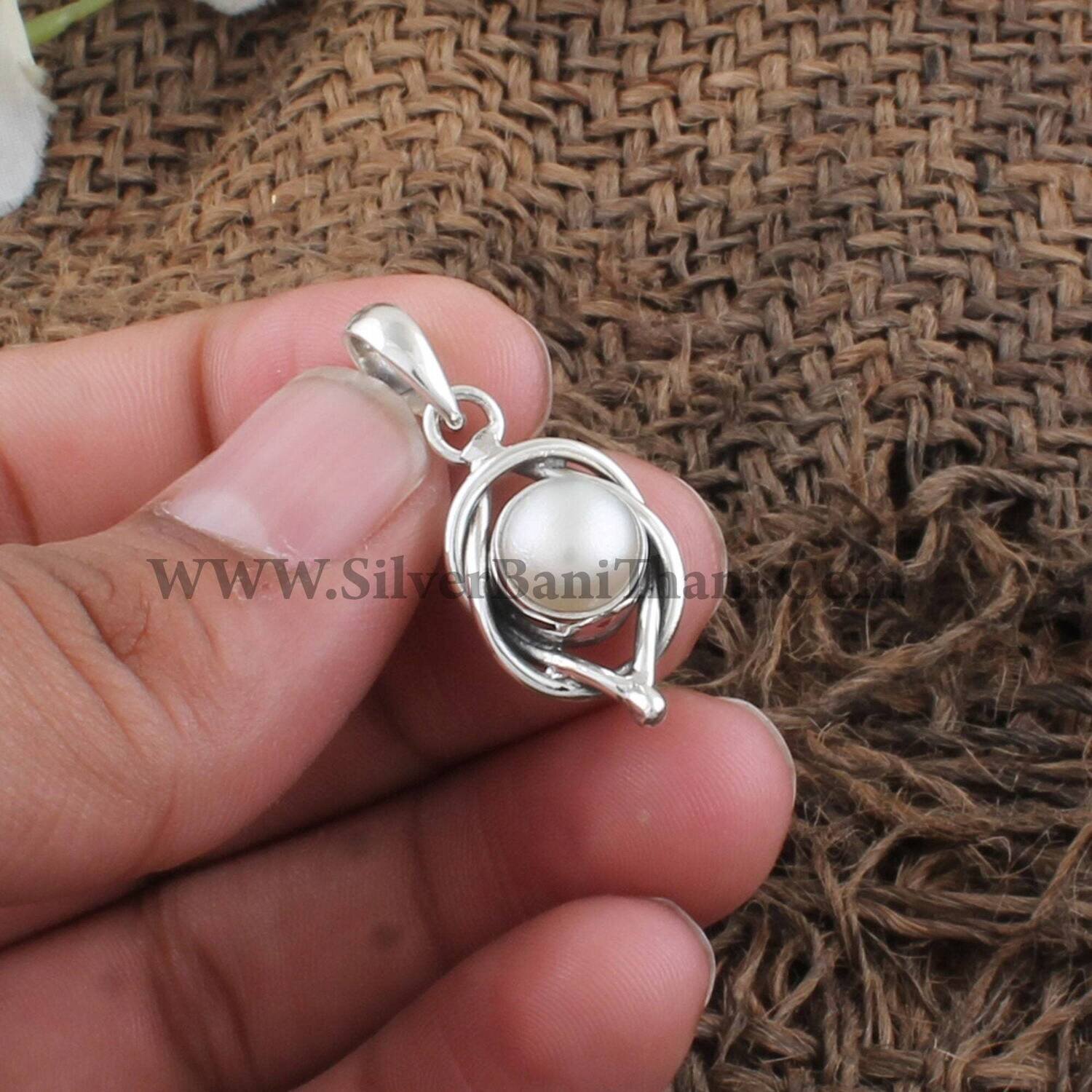 Designer Flower Round Gemstone Necklace Pendant | 925 Sterling Silver Pearl Gemstone Pendant | Women Bridal Jewelry | Bridesmaid Gift Idea
