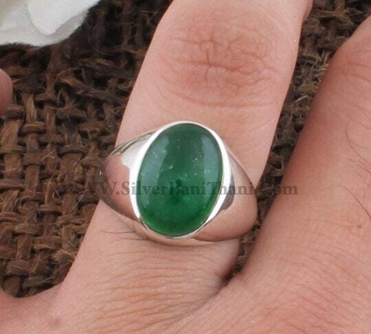 Green Jade Oval Shape Gemstone Silver Ring | 925 Sterling Solid Silver Ring | Handmade Ring | Everyday Jewelry | Women's Rings | Gift Idea