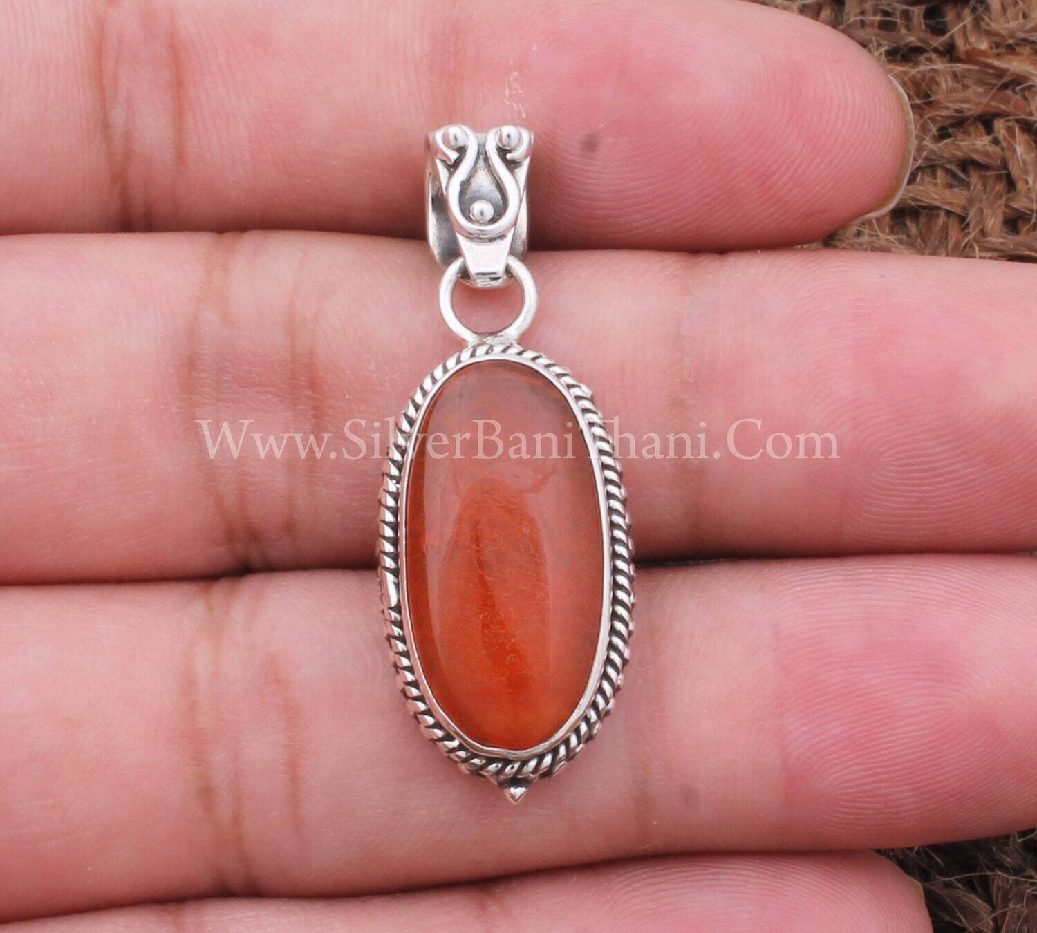 Cornelian Jade Oval Gemstone Pendant 925 Sterling Silver Pendant Designer Boho Silver Handmade Pendant Girls Jewelry Birthday Gift Jewelry
