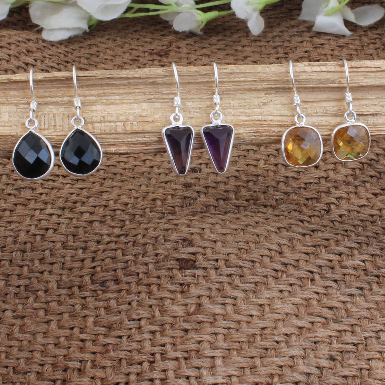 Boho Solid Silver Earring-Multi Stone Earring-925 Sterling Solid Silver Earring-Wedding Use Earring-Semi Precious Stone Earring For Girl2022
