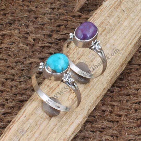 Boho Solid Silver Rings * 925 Sterling Silver Rings * Gemstone Ring *Oval Shape Stone Ring * Daily Use Middle Finger Ring * Gift For Sister