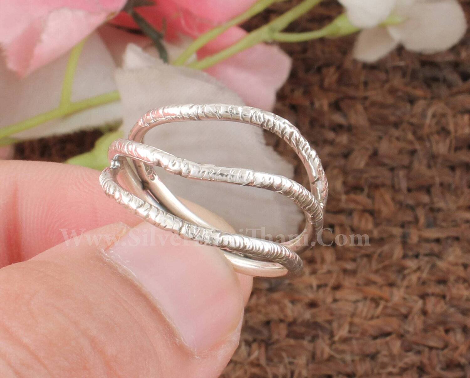 Triple Silver Band  Ring | Triple Band Ring | Handmade Ring | 925 Sterling Silver Ring | Bridal Wedding Jewelry |Hand Carved Ring Gift