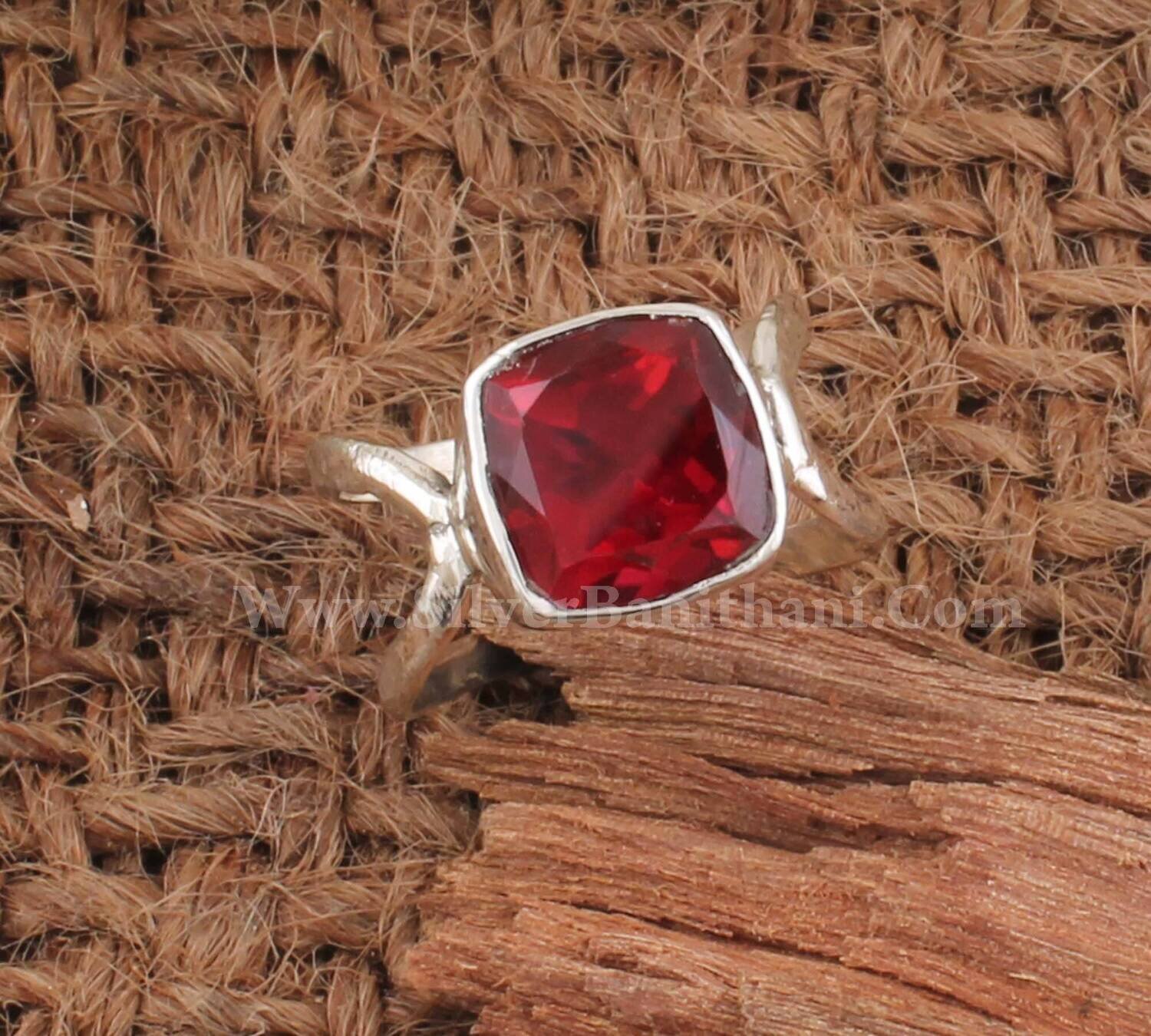 Rubylite Quartz Cushion Shape Gemstone Silver Ring | 925 Sterling Solid Silver Ring | Handmade Boho Everyday Jewelry For Women Gift Idea2022