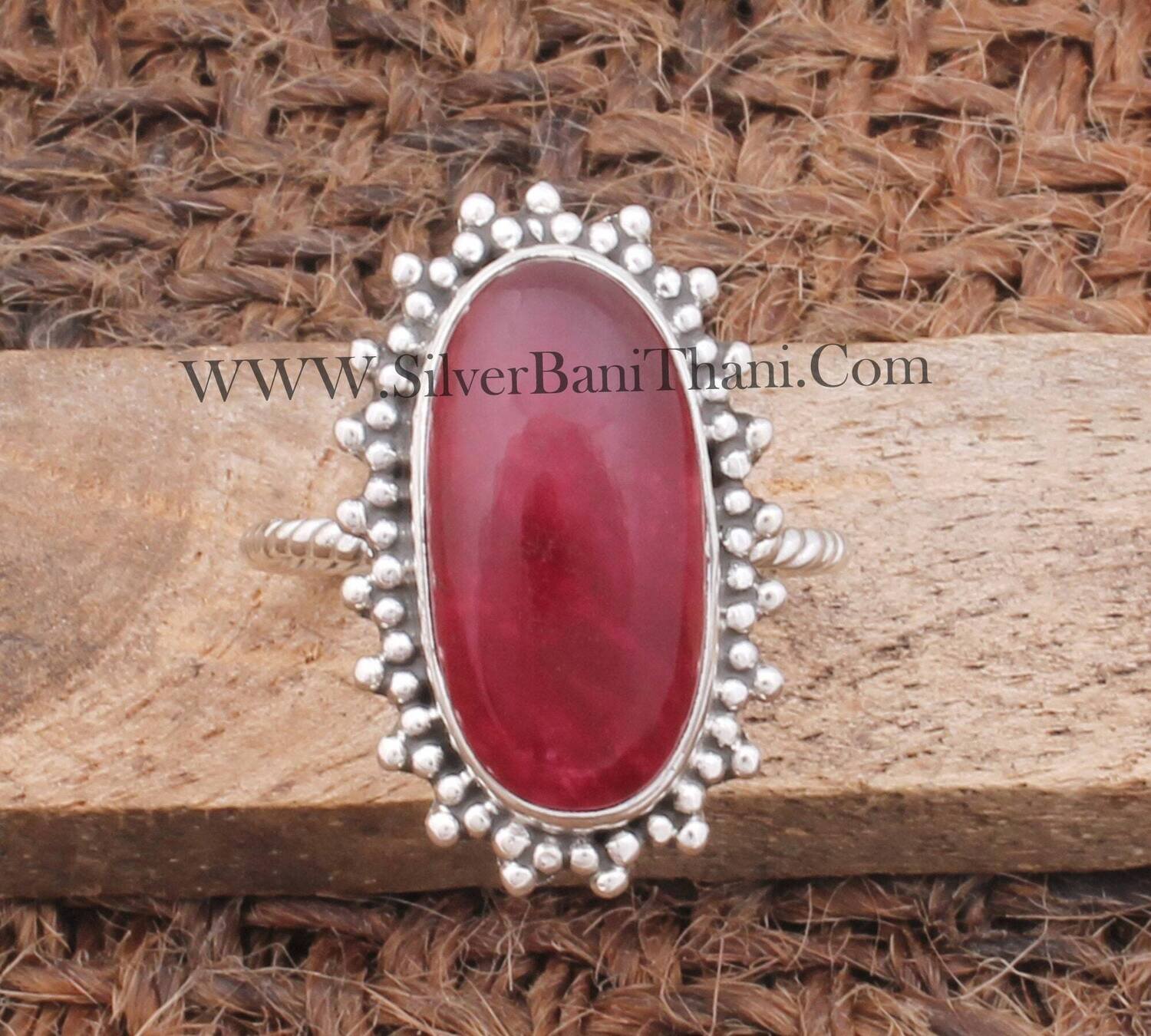 Twisted Wire Ruby Jade Gemstone Silver Ring 925 Sterling Solid Silver Ring Handmade Boho Everyday Jewelry Flower Ring March Birthstone Ring
