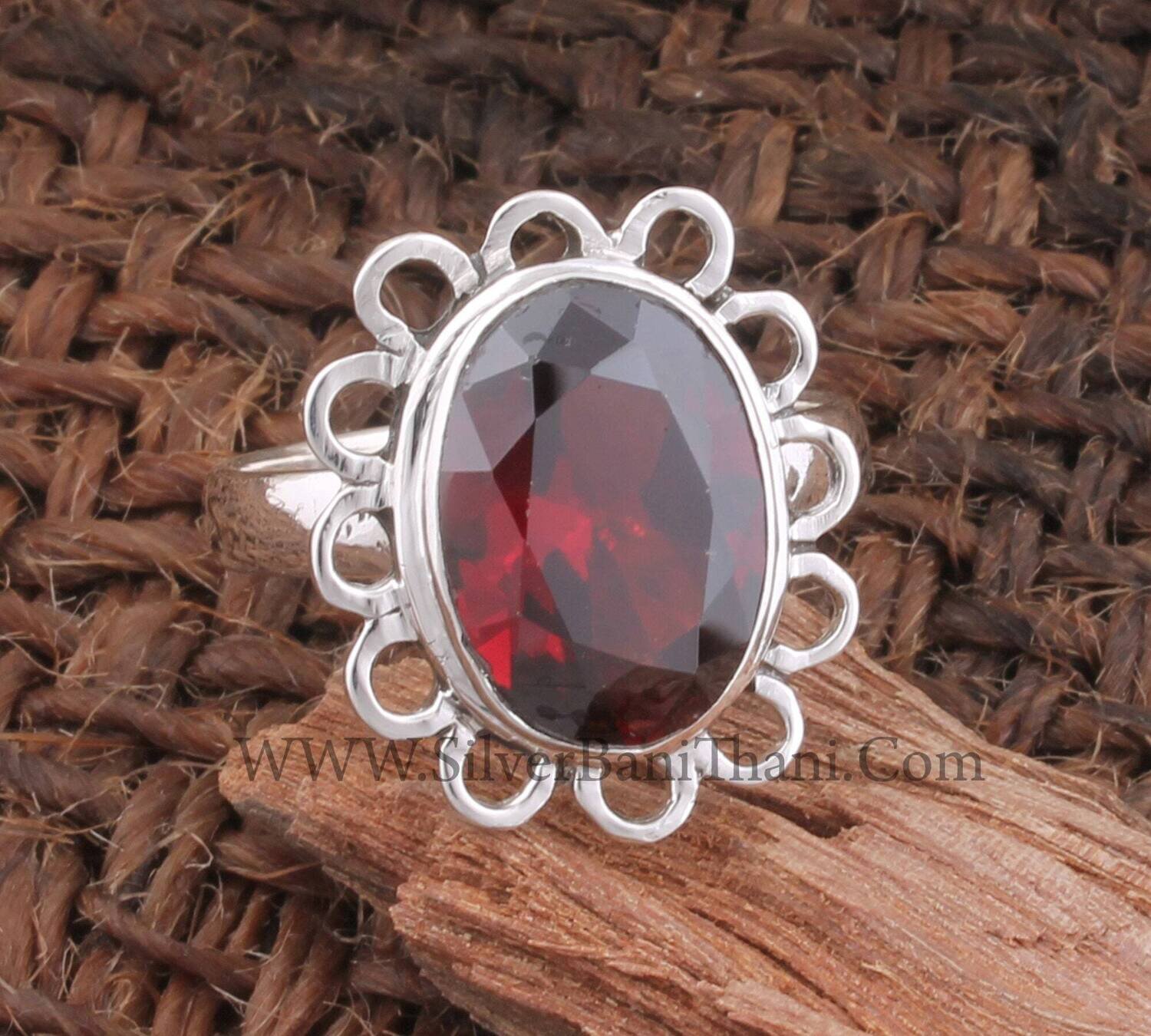 Red Cubic Zircon Oval Shape Gemstone Silver Ring | Solid 925 Sterling Silver Garnet Zircon Ring | Handmade Women Wedding Jewelry | Gift Idea