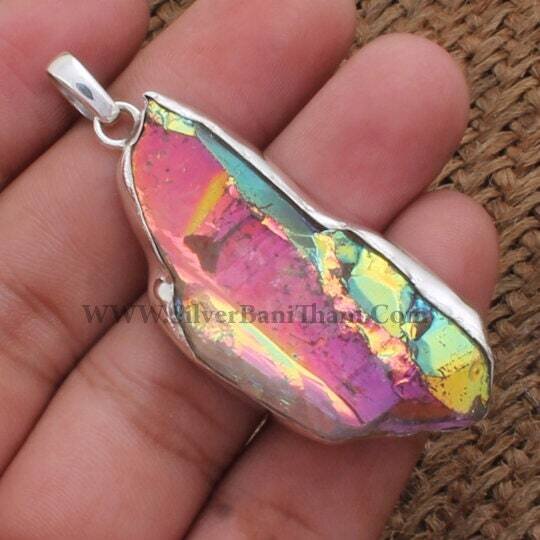 Druzy Pendant,Rough Stone Pendant,Handmade Silver Pendant,Mother Gift Pendant, 925 Sterling Silver Pendant,Unique Gift For Heretsy Cyber2022