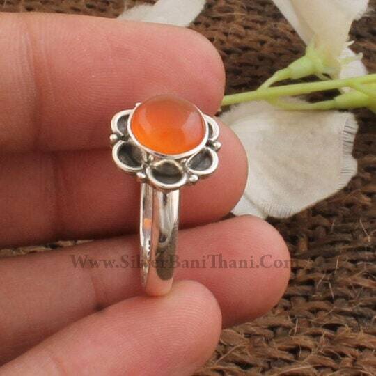 Red Onyx Ring, Floral Design Cabochon Stone Ring, 925 Sterling Solid Silver Ring, Boho Silver Ring, Bride Gift Ring, Gemstone Jewelry, Etsy