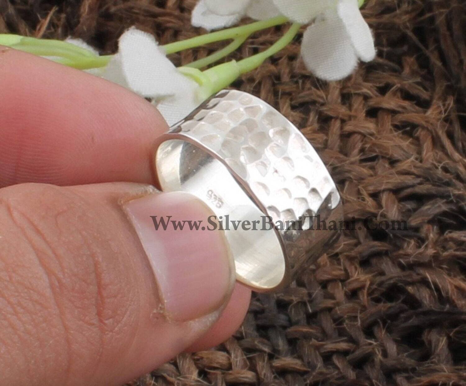 BaniThani Band Ring 925- Sterling Solid Silver Ring- Handcrafted Band Ring- Antique Silver Band Ring, Thumb Ring Engagement Band Silver Ring