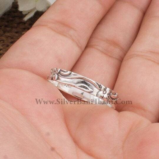 Band Ring - 925 Sterling Silver Band Ring - Flower Design Silver Ring - Wedding Gift Band Ring - Anxiety Ring - Jewelry Healing For Her Etsy