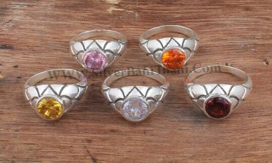 Zircon Rings-Round Cut Stone Rings-Handmade Rings-925 Sterling Solid Silver Rings-Faceted Stone Rings-Zircon Semi Precious Stone Rings2022