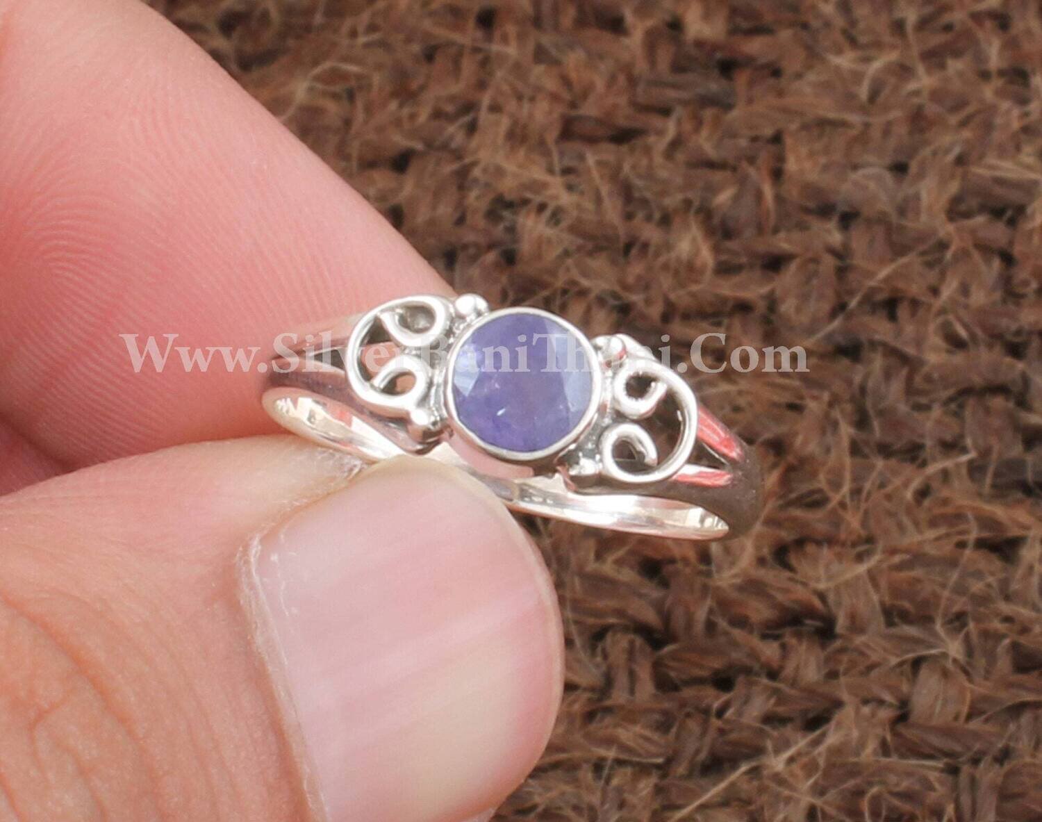 Tanzanite Round Shape Gemstone Silver Ring | 925 Sterling Silver Ring | Handmade Bridal Jewelry | Tanzanite Ring |Women Wedding Jewelry Gift