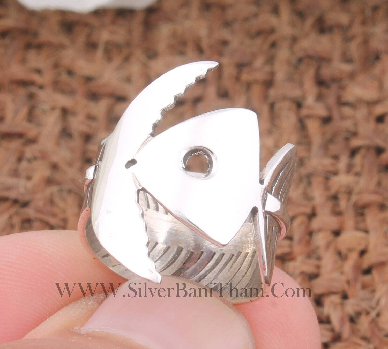 AAA+Quality Fish Silver Band Ring | 925 Sterling Silver Ring | Swimming Against The Current | Silver Jewelry Gift For Her Band | Silver Fish Ring Gift