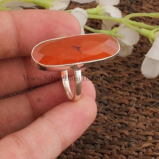 Amazing Red Onyx Gemstone Ring Semi Precious Cut Stone Silver Ring Handmade Gemstone Ring 925 Sterling Solid Silver Ring Gift For Her Sister