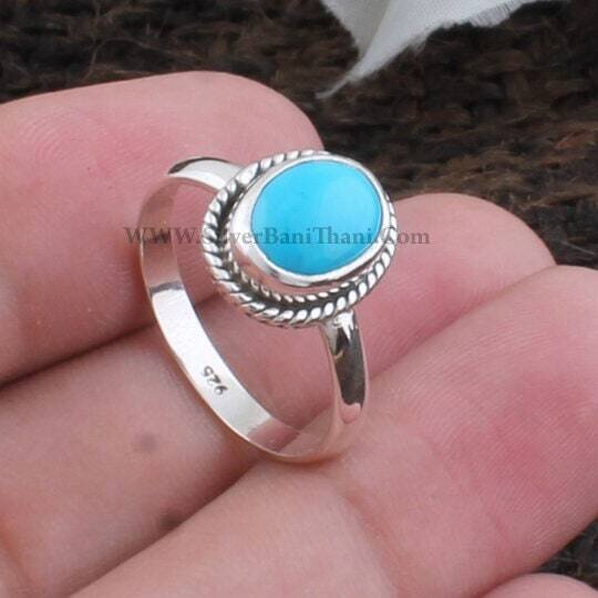 Oval Stone Turquoise Ring-925 Sterling Silver Ring-Blue Gemstone Ring-Silver Fashionable Jewelry-Handmade Design Ring-Wedding-Rustic-Sale