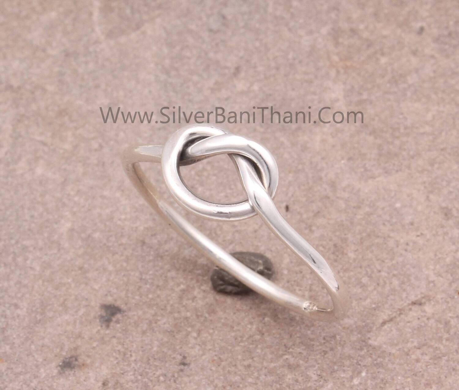 Minimalist Knot Solid 925 Sterling Silver Ring For Women | Handmade Knot Symbol Solid Silver Tiny Stacking MM Band Ring For Her Gifts Idea