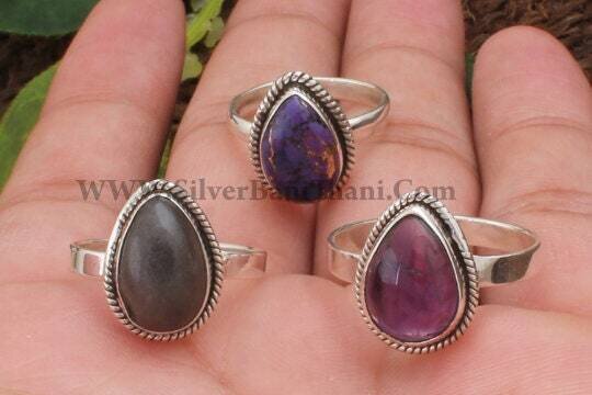 Middle Finger Rings-Multi Semi Precious Stone Ring-925 Sterling Solid Silver Rings-Handmade Ring-Gemstone Ring-Anniversary Gift Item Ring