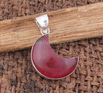Ruby Jade Gemstone Silver Necklace Pendant | 925 Sterling Silver Crescent Moon Pendants | Handmade Pendant | Women Wedding Jewelry For Gifts Ruby Jade Gemstone Silver Necklace Pendant | 925 Sterling Silver Crescent Moon Pendants | Handmade Pendant | Women Wedding Jewelry For Gifts