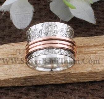 Spinner Ring, Two Tone Band Ring, Handmade Band Ring, Antique Spinner Ring, Antique Silver Band Ring, 925 Sterling Silver Ring Thumb Ring