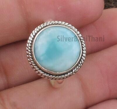 Amazing Larimar Silver Ring | 925 Sterling Solid Silver Ring | Round Gemstone Ring | Handmade Ring | Everyday Jewelry | Valentine's Day Gift Amazing Larimar Silver Ring | 925 Sterling Solid Silver Ring | Round Gemstone Ring | Handmade Ring | Everyday Jewelry | Valentine's Day Gift