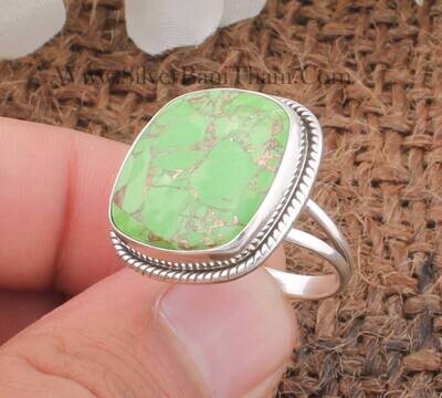 Green Copper Turquoise Stone Silver Ring 925 Sterling Solid Silver Ring Handmade Layers Silver Band Twisted Wire Jewelry December Birthstone Green Copper Turquoise Stone Silver Ring 925 Sterling Solid Silver Ring Handmade Layers Silver Band Twisted Wire Jewelry December Birthstone