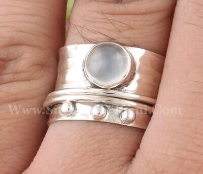 Moonstone Silver Spinner Ring | 925 Sterling Silver Spin Ring | Moonstone Spinner Ring l Handmade Silver Ring l Bridal Jewelry Gift