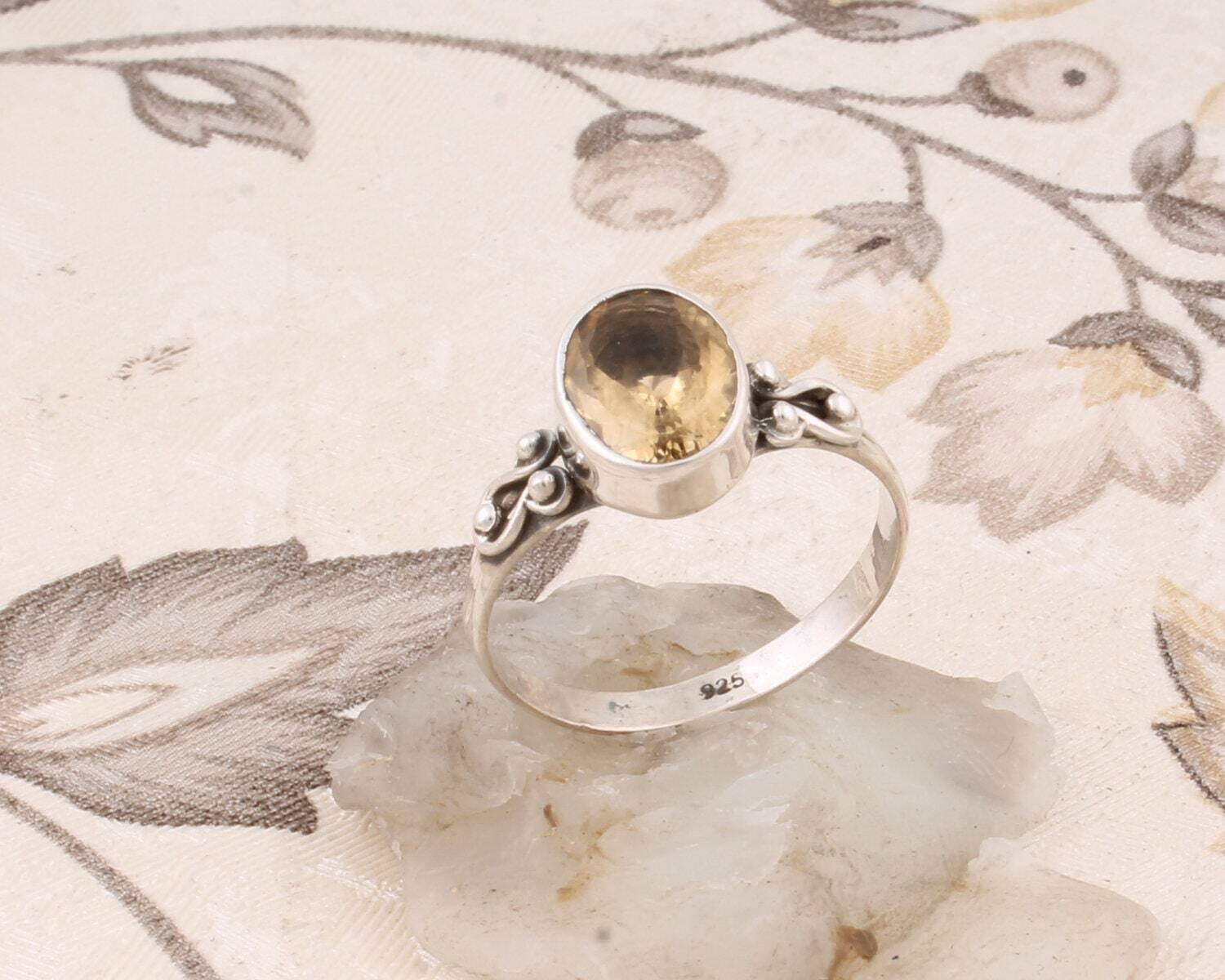 Handcrafted Solid 925-Sterling Silver Ring With Natural Citrine Gemstone Ring Cut Stone Boho Ring Ring Finger Ring Gift For You ! (281951)